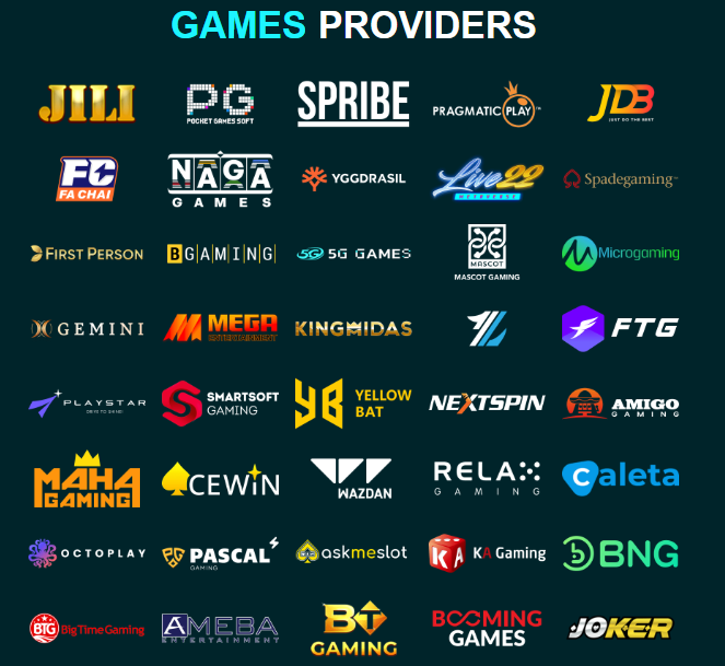 PKCasino game providers JILI Pragmatic Play Spribe